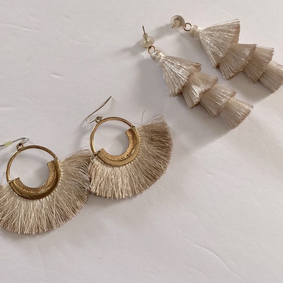 Statement Earring Set Bohemian Drop 4 tier Layer Dangle & Fan Hoops for women - Picture 4 of 6